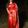 Pure Red swarnachari silk saree