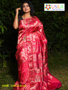 Pure Red swarnachari silk saree by USRA