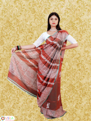 Brown Printed Silk Sarees