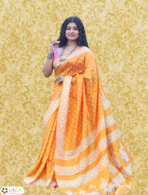 Yellow Printed Silk Sarees