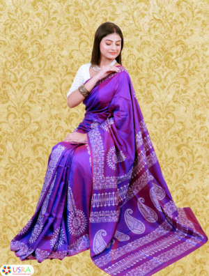 Purple Printed Silk Sarees