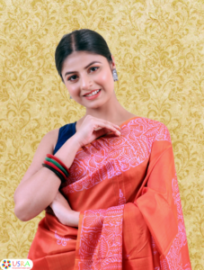 Peach Printed Silk Sarees