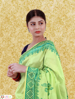 Green Printed Silk Sarees