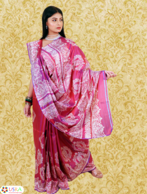 Pink Red Printed Silk