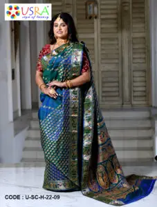 All over Swarnachair Silk Saree with Blue Color