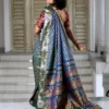 All over Swarnachair Silk Saree-Blue Back