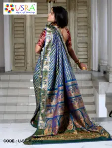 All over Swarnachair Silk Saree-Blue Back