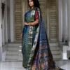 All over Swarnachair Silk Saree-Blue Side
