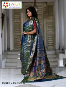 All over Swarnachair Silk Saree-Blue Side