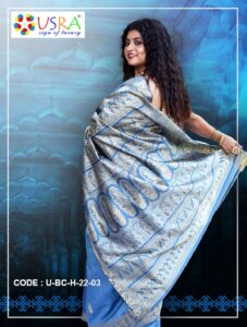 Baluchari Silk Saree - Blue- Back