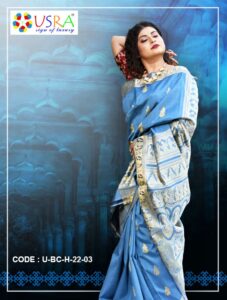 Baluchari Silk Saree Blue-Front