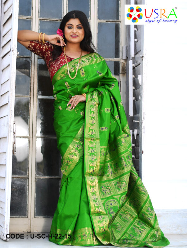 Green Swarnachair Silk Saree