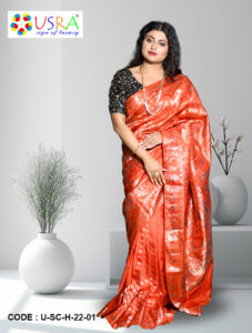 Orengy Red swarnachair silk saree