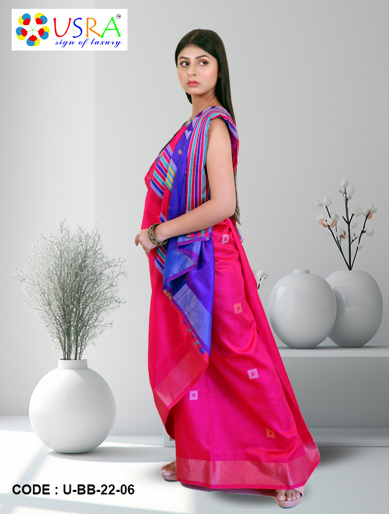 Rani with Blue Biswa Bangla Saree Side