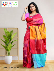 red-and-yellow-pure-silk-katan-3d-saree-front