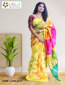 yellow-and-green-pure-silk-katan-3d-saree-front