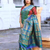 Dual color blue swarnachari silk saree by USRA