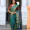 Dual color blue swarnachari silk saree